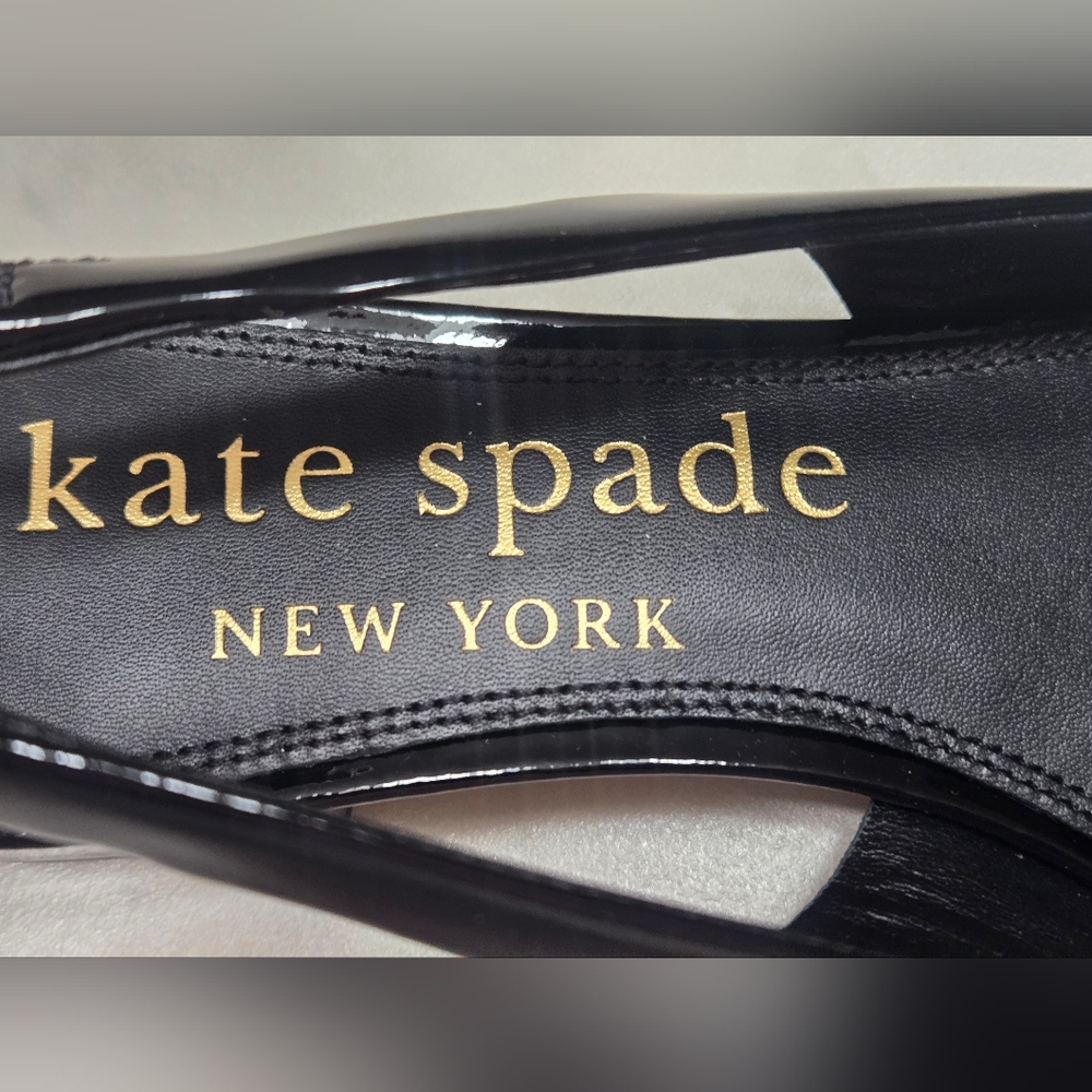 Kate Spade NY Lover Slingback Flat Black Patent Leather 1" Heels NWT Size 7.5B - Picture 7 of 10